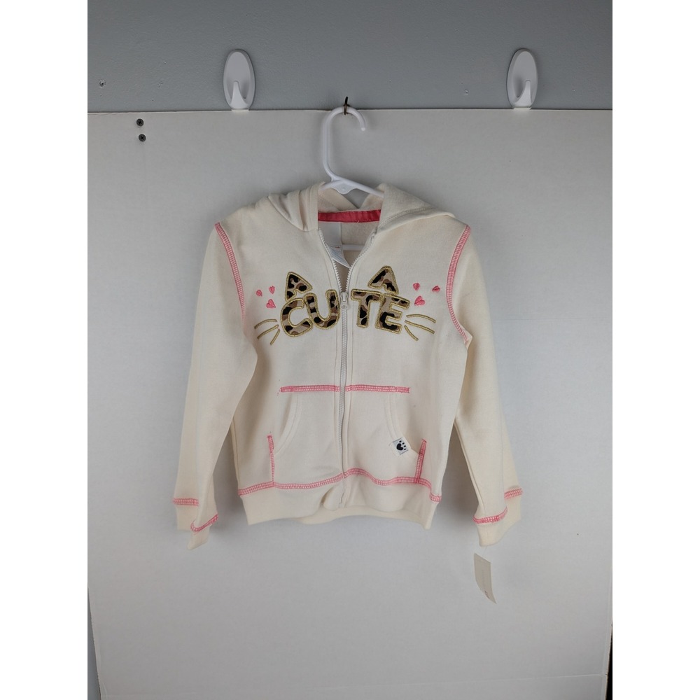 Wonder Kids Girls Cream Cat‎ Ear Hooded Zip Up Jacket Size 4t